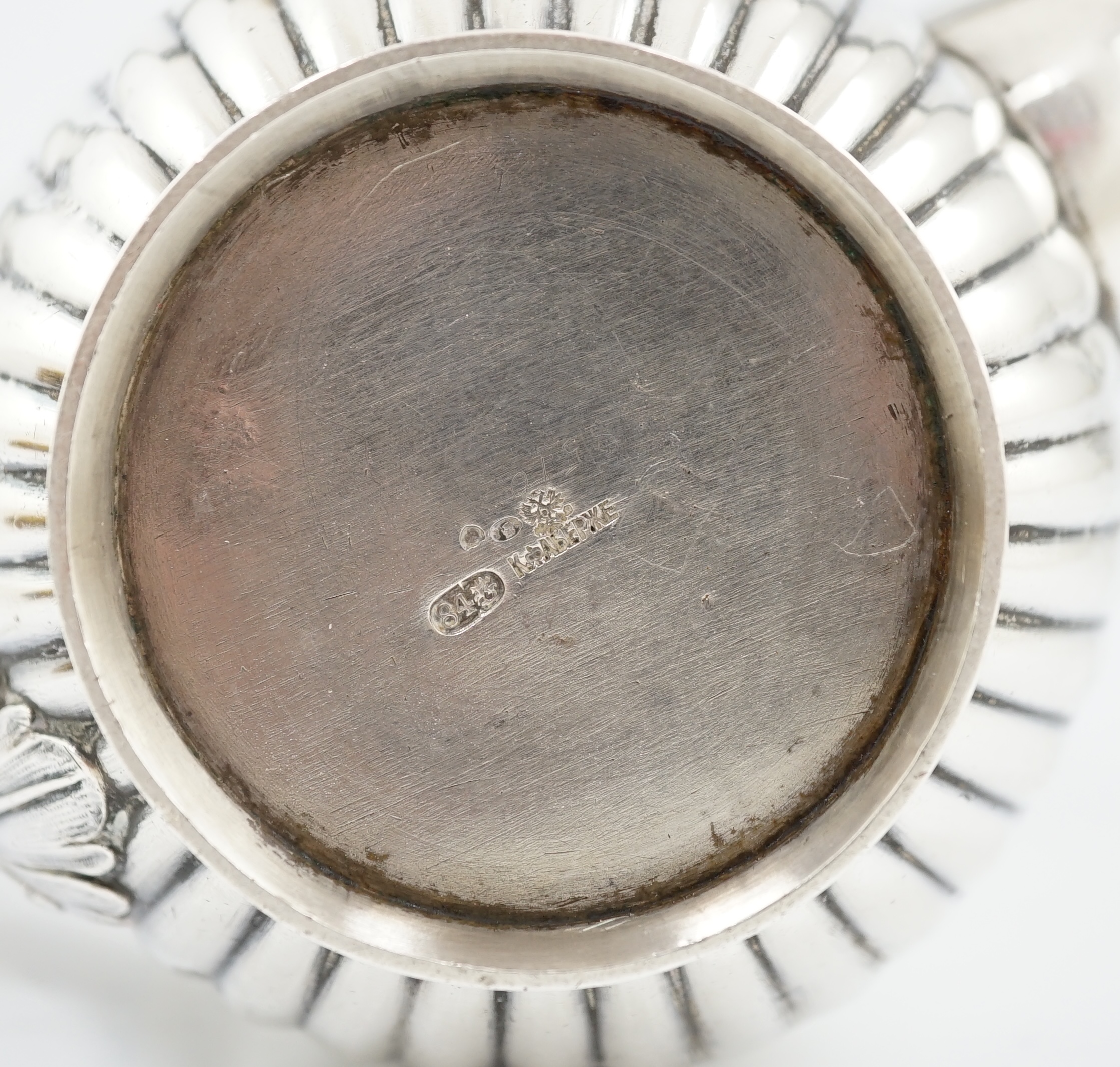 Carl Faberge - A late 19th/early 20th century Russian 84 zolotnik silver coffee pot, CITES submission reference: T7CQVQS9